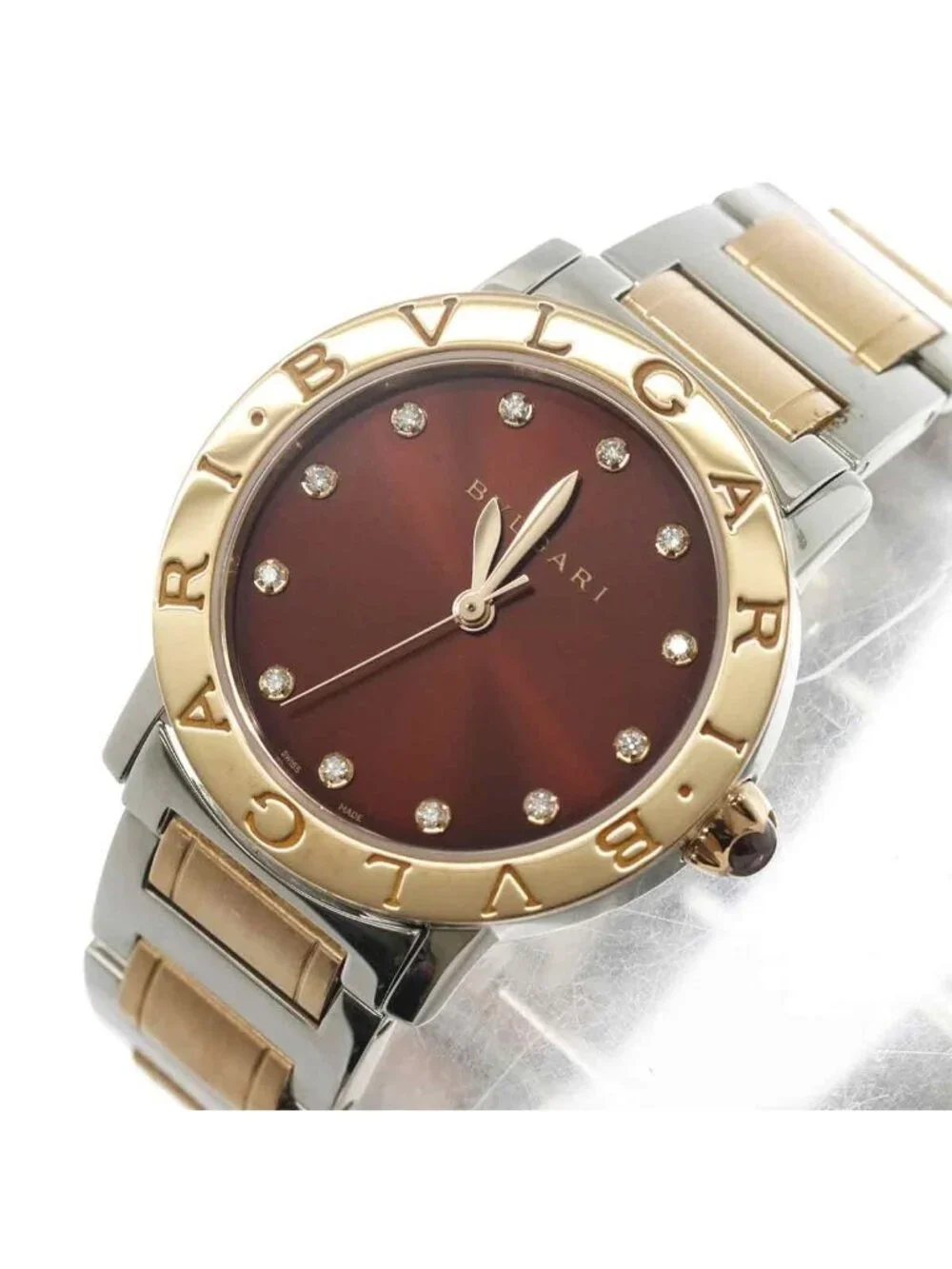 Bvlgari Boys Watch Diamond Brown 18k Pink Gold Automatic